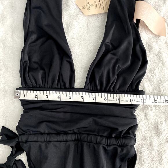 NEW Free People HAH Noir Black Cut to the Chase Soft Plunging V-neck Bodysuit S - Picture 7 of 7